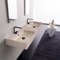 Beige Travertine Design Ceramic Wall Mounted or Vessel Double Sink With Counter Space